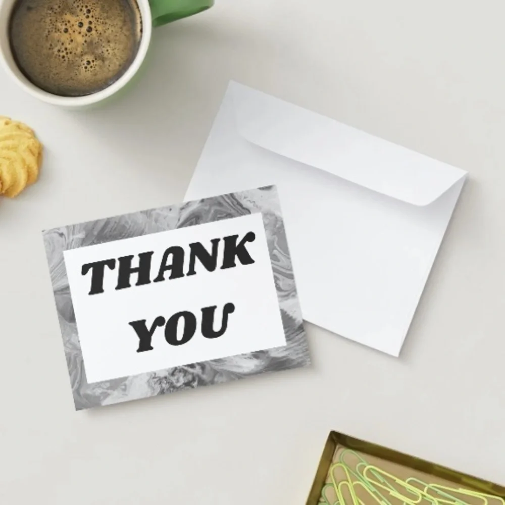 Set of 10 Black & White Thank You Post Cards